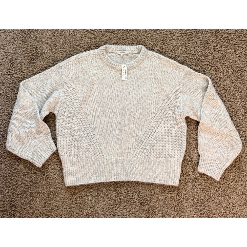 Madewell Heather Gray Wool Blend Crewneck Sweater N0056 Large NWT